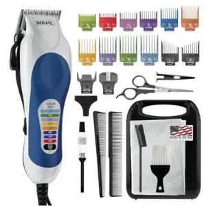 Wahl Clipper USA Color Pro Complete Haircutting Kit with Easy Color Coded Guide Combs - Corded Clipper for Hair Clipping & Grooming Men, Women, & Children - Model 79300-1001M