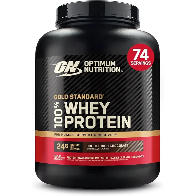 Optimum Nutrition Gold Standard 100% Whey Protein Powder, Double Rich Chocolate, 5 Pound (Packaging May Vary)