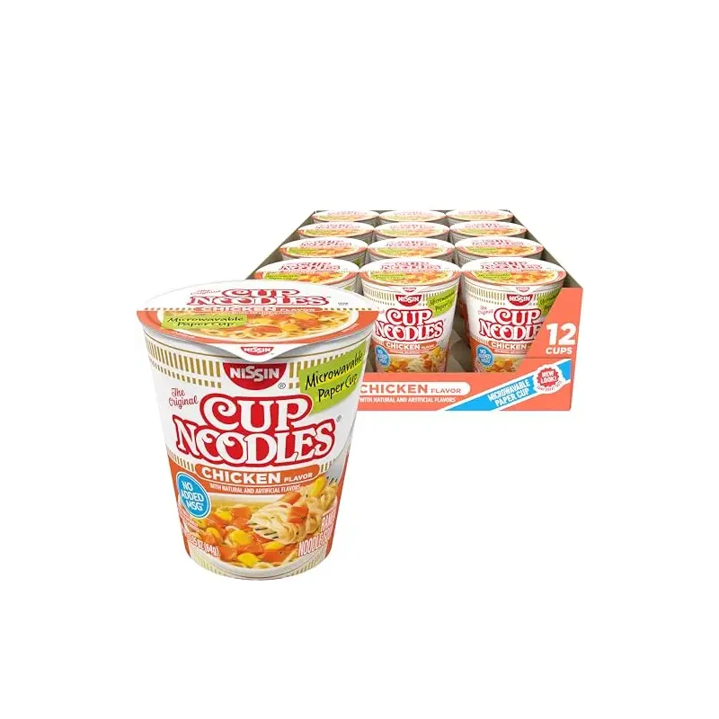 Nissin Cup Noodles Ramen Noodle Soup, Chicken, Microwaveable Paper Cup, 2.25 Ounce (Pack of 12)