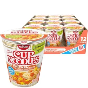 Nissin Cup Noodles Ramen Noodle Soup, Chicken, Microwaveable Paper Cup, 2.25 Ounce (Pack of 12)
