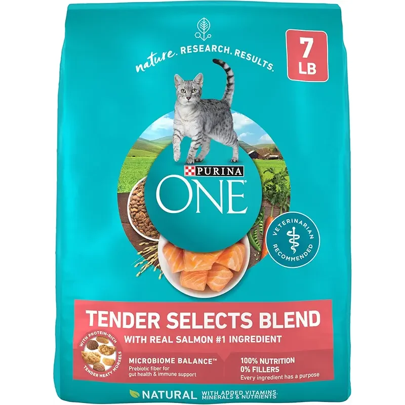 Purina ONE Natural Dry Cat Food, Tender Selects Blend With Real Salmon - 7 lb. Bag
