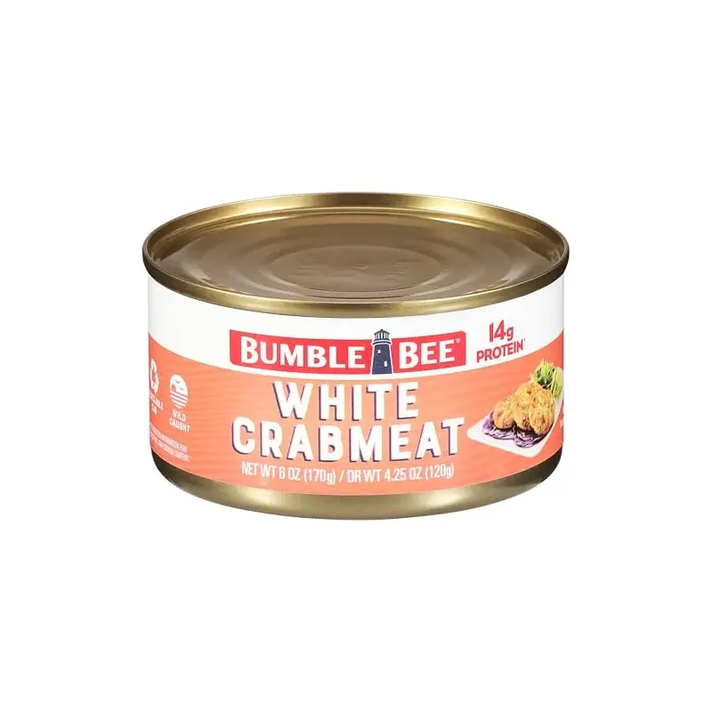 Bumble Bee White Flake Crab Meat in Water, 6 oz Can - 14g Protein & 1g Carb Per Serving - Wild Caught, Flaky, Drain Before Use, 6 Ounce (Pack of 1)