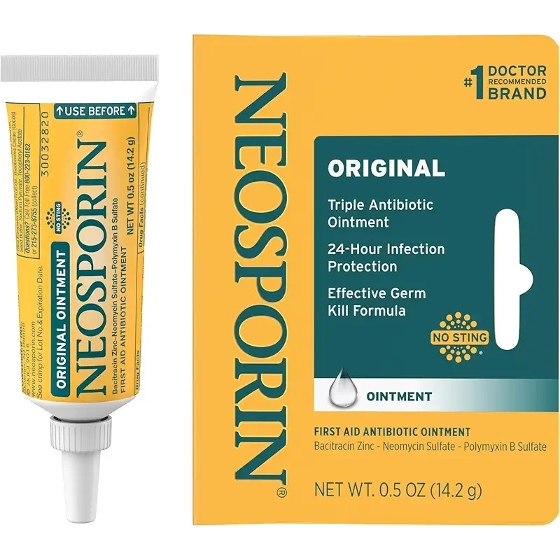 Neosporin Original First Aid Antibiotic Ointment with Bacitracin Zinc for Infection Protection, Wound Care Treatment & Scar Appearance Minimizer for Minor Cuts, Scrapes and Burns,.5 oz