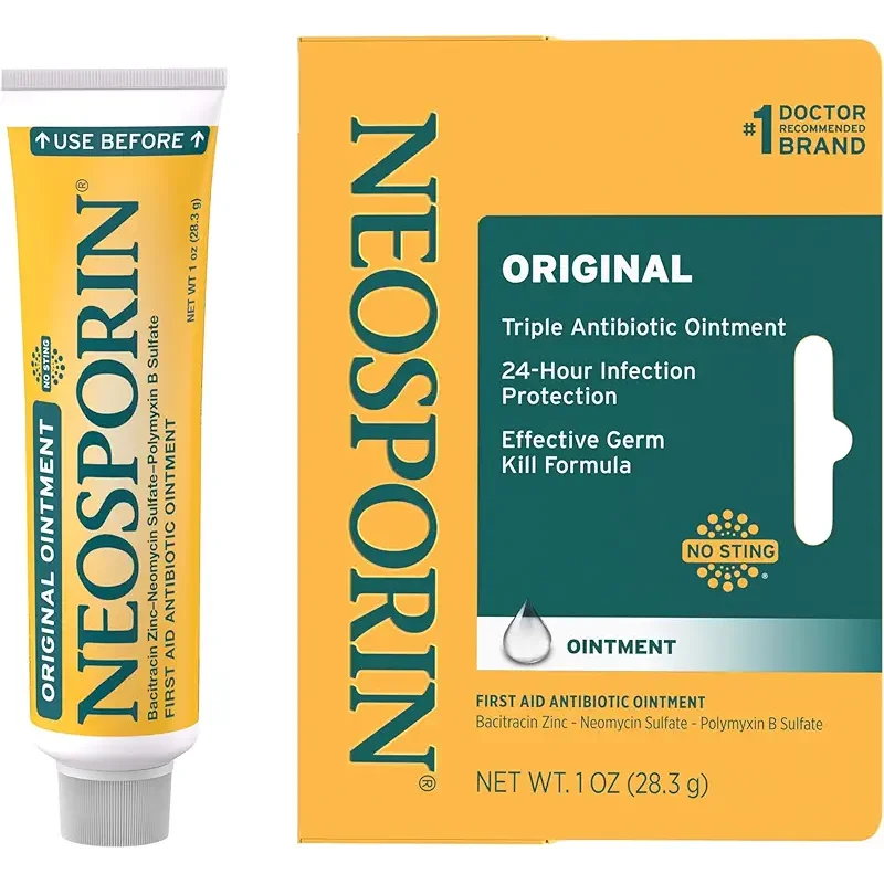 Neosporin Original First Aid Triple Antibiotic Ointment, Bacitracin Zinc & Neomycin Sulfate Infection Protection, Wound Care Treatment & Scar Appearance Minimizer for Minor Cuts, Scrapes & Burns, 1 oz