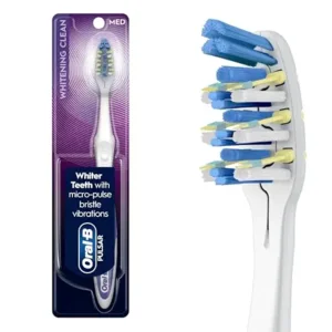 Oral-B 3D White Pulsar, Battery Electric Toothbrush, 1 Count Medium Toothbrush Pack, removes Stains, whitens Teeth, Travel Essentials Tooth Brush