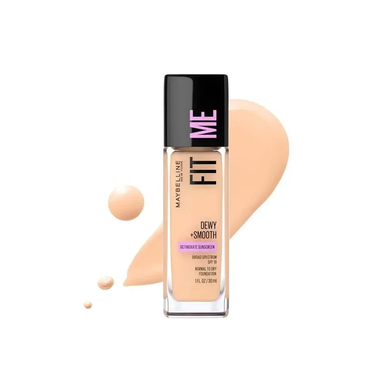 Maybelline Fit Me Dewy + Smooth Liquid Foundation Makeup, Classic Ivory, 1 Count (Packaging May Vary)