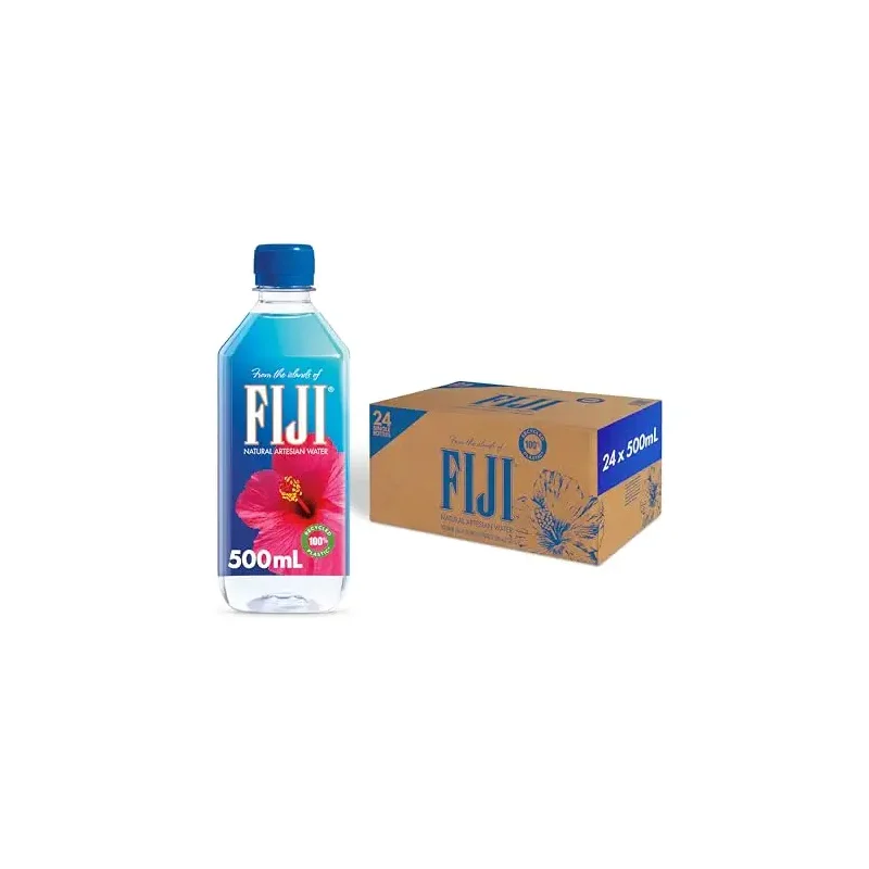 FIJI Natural Artesian Bottled Water 500mL / 16.9 Fl Ounce (Pack of 24) - 100% Natural Electrolytes