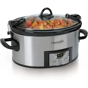 Crock-Pot 6 Quart Cook & Carry Programmable Slow Cooker with Digital Timer Stainless Steel (CPSCVC60LL-S) pack of 1