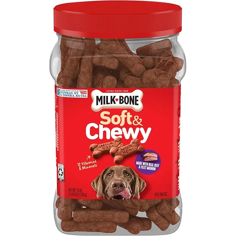 Milk-Bone Soft & Chewy Dog Treats, Beef & Filet Mignon Recipe, 25 Ounce