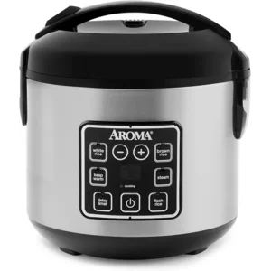 AROMA Digital Rice Cooker, 4-Cup (Uncooked) / 8-Cup (Cooked), Steamer, Grain Cooker, Multicooker, 2 Qt, Stainless Steel Exterior, ARC-914SBD