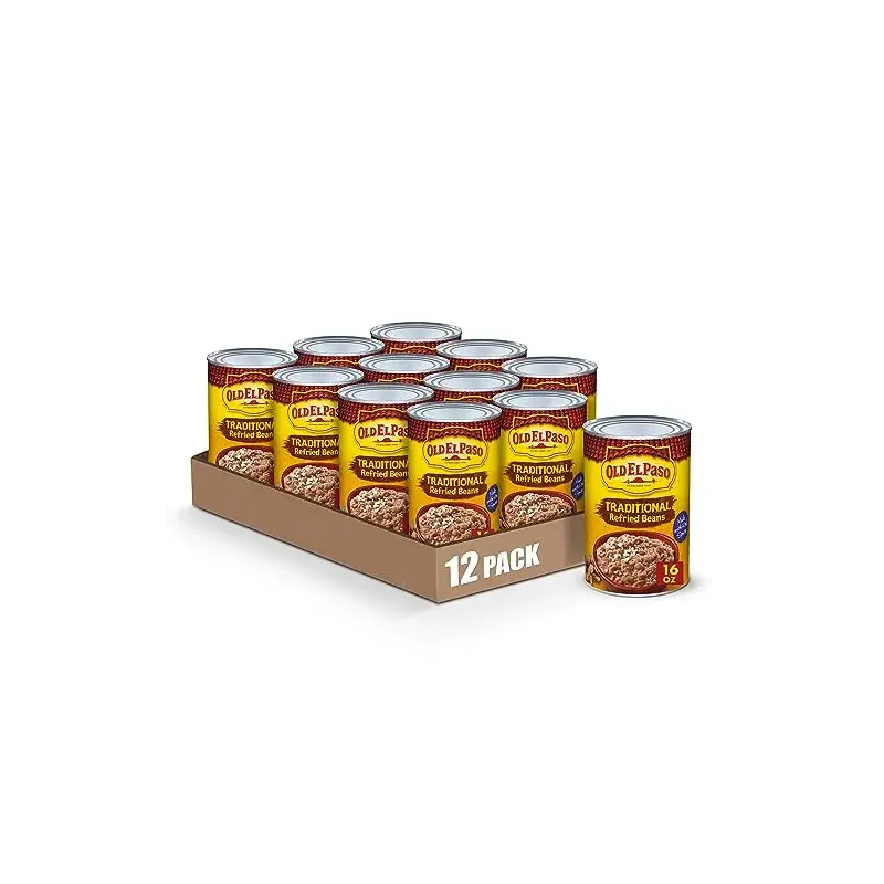 Old El Paso Traditional Canned Refried Beans, 1 Can, 16 oz (Pack of 12)