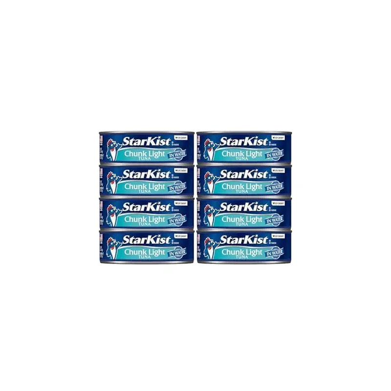 StarKist Chunk Light Tuna in Water, 5 oz (8 Pack) Canned Tuna Fish, Wild Caught, Gluten Free, Ready to Eat, Perfect for Salads, Keto Meals and Snacks, with 20g Protein & 90 Calories Per Serving