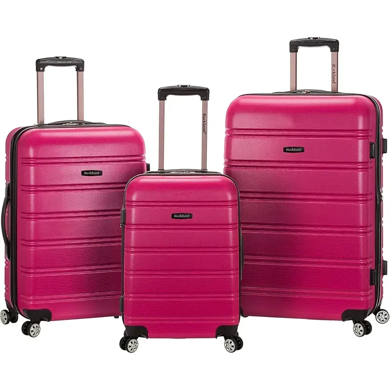 Rockland Melbourne Hardside Expandable Spinner Wheel Luggage, Magenta, 3-Piece Set (20/24/28)