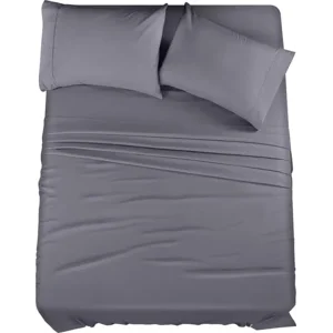 Utopia Bedding Queen Sheet Set – 4 Piece Bed Sheets for Queen Size Bed, Soft and Breathable Microfiber, Includes 1 Fitted Sheet, 1 Flat Sheet and 2 Pillowcases (Grey)