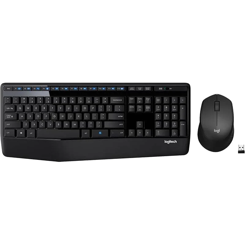 Logitech MK345 Wireless Keyboard and Mouse Combo with Palm Rest, 2.4 GHz USB Receiver, Compatible with PC, Laptop, Black