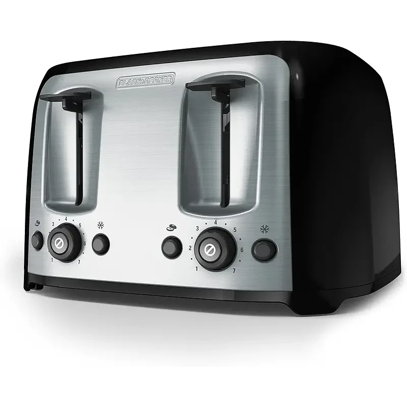 BLACK+DECKER 4-Slice Toaster, Extra Wide Slots, 7 Shade Settings, 1400 Watts, Frozen and Bagel Buttons, Toast Shade Selector, Extra Lift