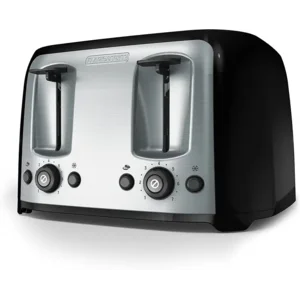 BLACK+DECKER 4-Slice Toaster, Extra Wide Slots, 7 Shade Settings, 1400 Watts, Frozen and Bagel Buttons, Toast Shade Selector, Extra Lift