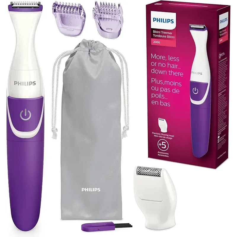 Philips Beauty Bikini Genie Cordless Trimmer for Bikini Line Hair Removal, with Shaving Head and Comb, BRT383/50