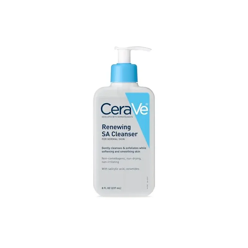 CeraVe Renewing Salicylic Acid Cleanser, Formulated With Hyaluronic Acid, Niacinamide, & Ceramides, Gentle BHA Exfoliating Face Wash Smooths & Softens Skin, Non Comedogenic & Fragrance Free, 8 Ounce