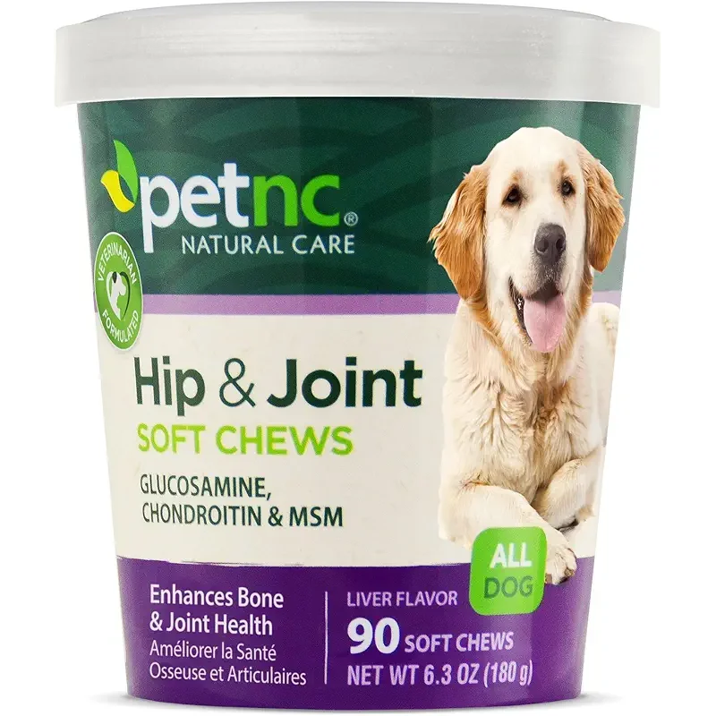 Petnc Natural Care Hip & Joint Health Supplement for Dogs (90 Chews), Glucosamine Chondroitin MSM Dog Chews with Hyaluronic Acid, Liver Flavored Bone & Joint Support Supplement, For All Breeds