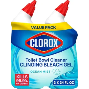CLOROX Toilet Bowl Cleaner Clinging Bleach Gel, Ocean Mist, 24 Fl Oz, Pack of 2 (Package May Vary)