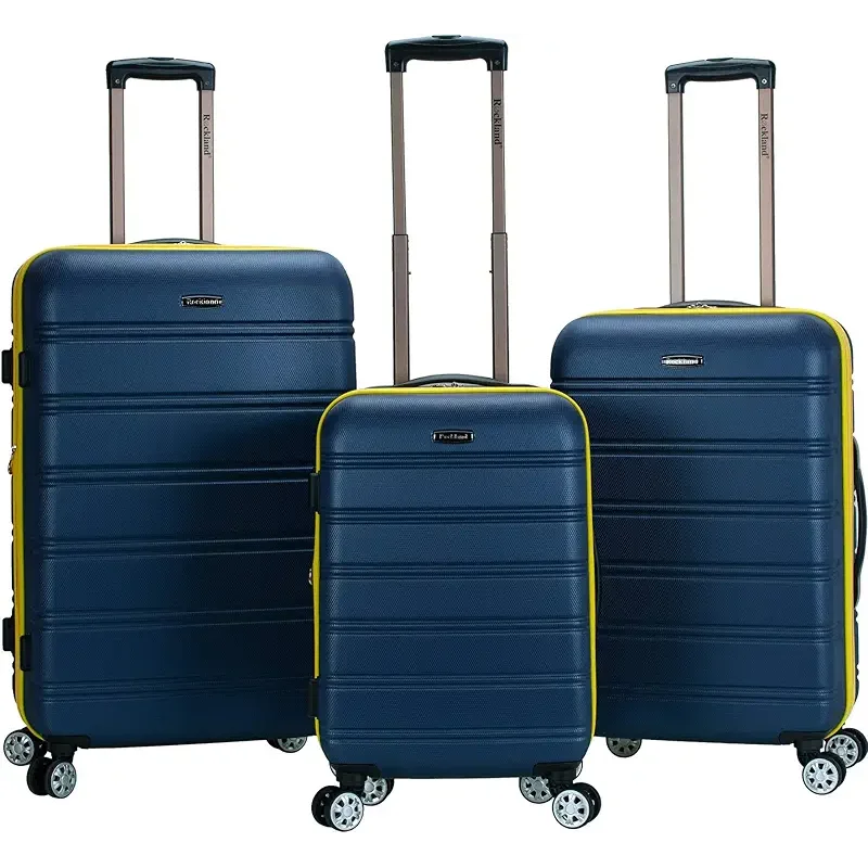 Rockland Melbourne Hardside Expandable Spinner Wheel Luggage, Navy, 3-Piece Set (20/24/28)