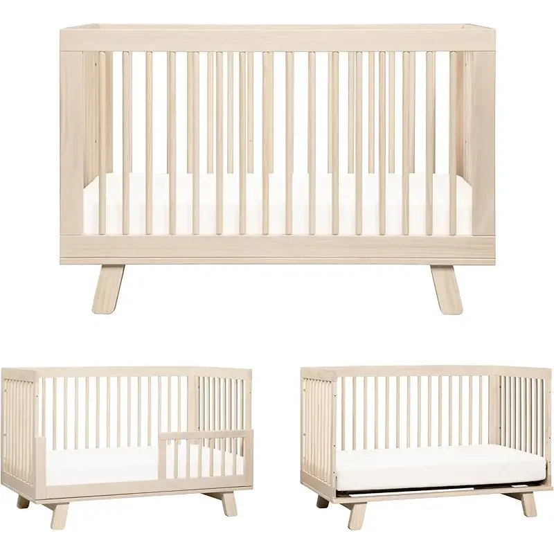 Babyletto Hudson 3-in-1 Convertible Baby Crib - GREENGUARD Gold Certified - Convertible Crib to Toddler Bed and Daybed - Baby Bed with 4 Adjustable Heights - Wooden Crib - Washed Natural