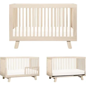 Babyletto Hudson 3-in-1 Convertible Baby Crib - GREENGUARD Gold Certified - Convertible Crib to Toddler Bed and Daybed - Baby Bed with 4 Adjustable Heights - Wooden Crib - Washed Natural