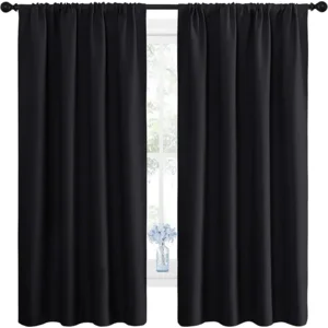 NICETOWN Black Blackout Curtain Blinds - Solid Thermal Insulated Window Treatment Blackout Drapes/Draperies for Bedroom (2 Panels, 42 inches Wide by 63 inches Long, Black)
