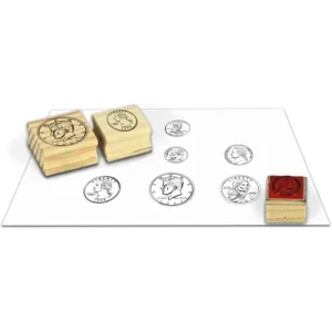 EAI Education Wooden Coin Stamps - Heads: Set of 6