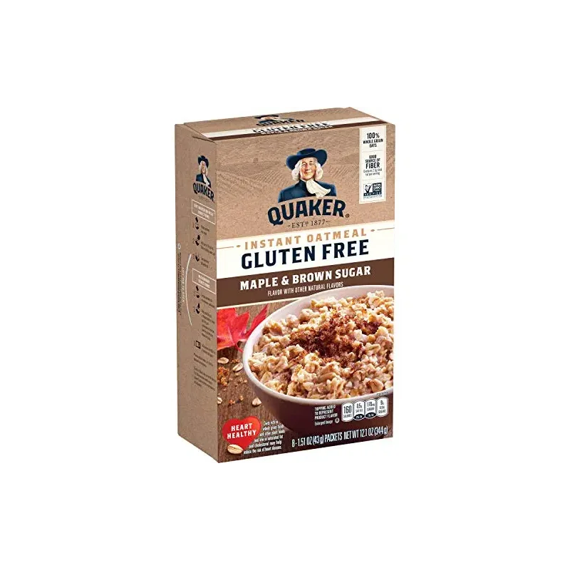 Quaker Instant Oatmeal, Gluten Free, Maple & Brown Sugar, Heart Healthy Oatmeal, Individual Packs, 1.51 Oz (Pack of 8)