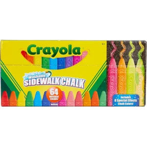 Crayola Ultimate Washable Chalk Collection (64ct), Bulk Outdoor Sidewalk Chalk for Kids, Anti-Roll Sticks, Outdoor Activities & Toys for Kids, Ages 3, 4, 5