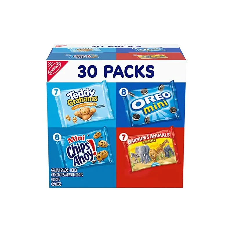 Nabisco Team Favorites Variety Pack, OREO Mini, CHIPS AHOY! Mini, Teddy Grahams Honey & Barnum's Animal Crackers, Christmas Stocking Stuffers, 30 Snack Packs