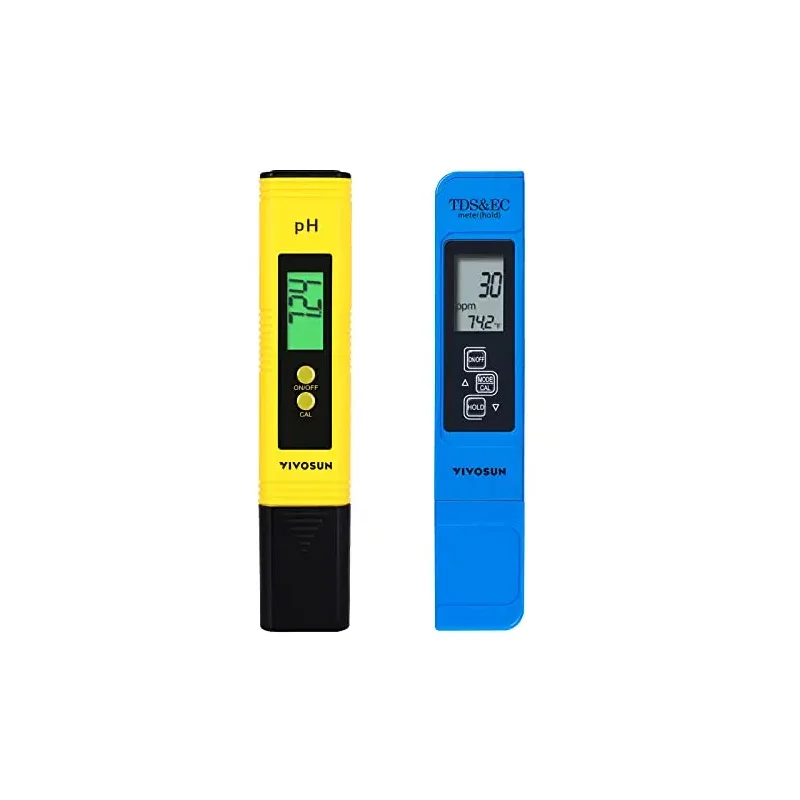 VIVOSUN Digital pH and TDS Meter Kits, 0.01pH High Accuracy Pen Type pH Meter ± 2% Readout Accuracy 3-in-1 TDS EC Temperature Meter for Hydroponics, Pool and Aquarium, Yellow Blue, UL Certified