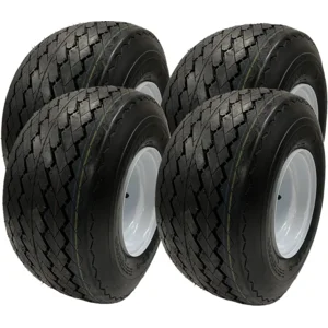 4-Pack 8" 18X8.50-8 18/8.5-8 White Golf Cart Wheels Tires Fit Club Car, Cushman, EZ-GO, Yamaha - 2 YEAR WARRANTY