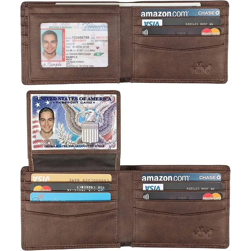 Wallet for Men-Genuine Leather RFID Blocking Bifold Stylish Wallet With 2 ID Window