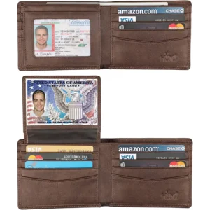 Wallet for Men-Genuine Leather RFID Blocking Bifold Stylish Wallet With 2 ID Window
