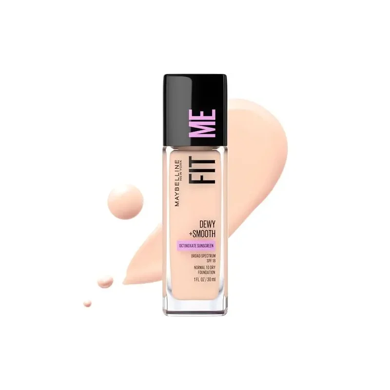 Maybelline Fit Me Dewy + Smooth Liquid Foundation Makeup, Fair Ivory, 1 Count (Packaging May Vary)