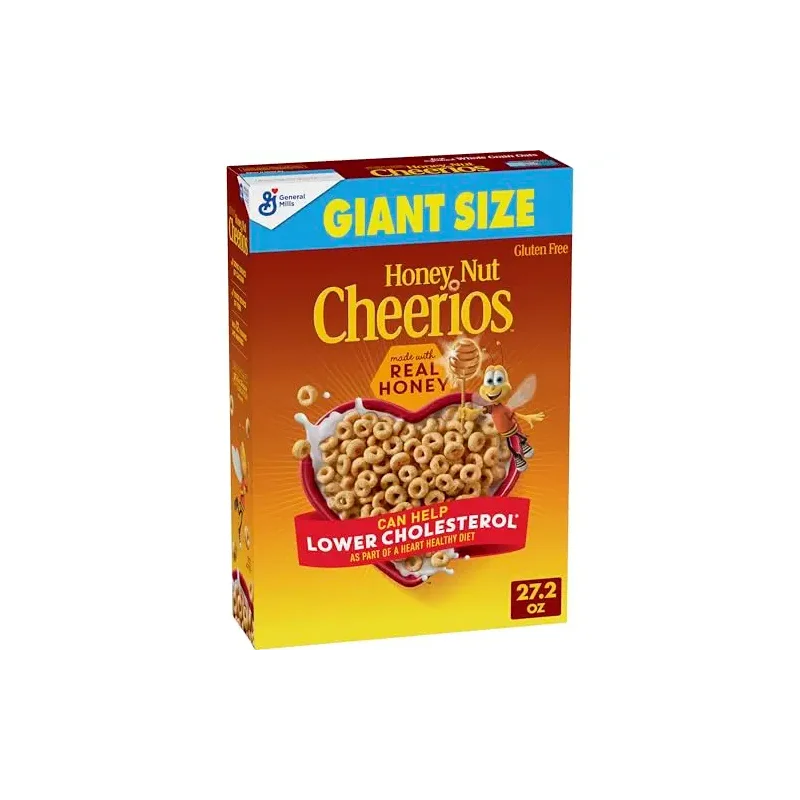 Honey Nut Cheerios, Heart Healthy Gluten Free Breakfast Cereal with Whole Grain Oats, Giant Size, 27.2 oz