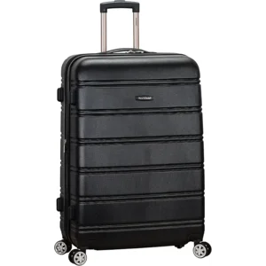 Rockland Melbourne Hardside Expandable Spinner Wheel Luggage, Black, Checked Large 28"