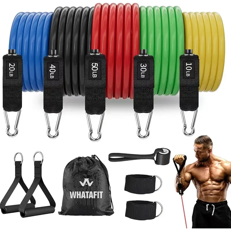 WHATAFIT Resistance Bands, Exercise Bands，Resistance Bands for Working Out, Work Out Bands with Handles for Men and Women Fitness, Strength Training Home Gym Equipment