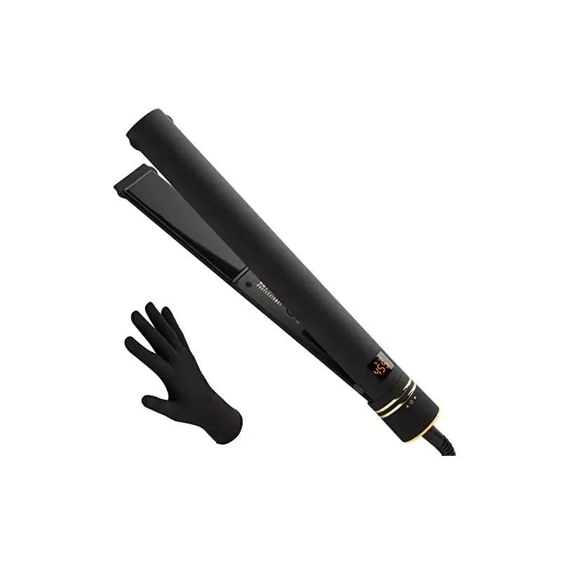 HOT TOOLS Pro Artist Black Gold Ionic 1 1/4 Inch Flat Iron - Use as Straightener for Sleek Straight Hair or Use Rounded Edges for Shiny Curls and Waves, Stylist-Preferred Styles
