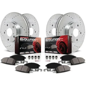 Power Stop K7564 Front and Rear Z23 Carbon Fiber Brake Pads with Drilled & Slotted Brake Rotors Kit