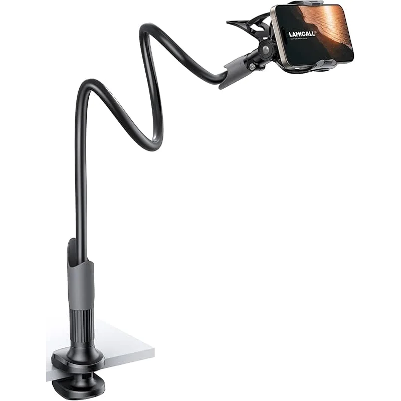 Lamicall Gooseneck Phone Holder for Bed - Cell Phone Mount Clamp Clip, Flexible Long Arm, Overhead Mount for Desk Headboard Bedside, for iPhone Air 17 Pro Max, 16 Pro Max, 15, 14 & 4-7" Phone