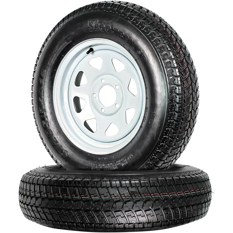 eCustomrim 2-Pack Trailer Tire Rim ST205/75D15 15 in. Load Range C 5 Lug White Spoke Wheel - 2 Year Warranty w/Free Roadside