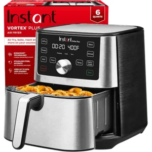 Instant Pot Vortex Plus 6QT XL Air Fryer, 6-in-1, Broils, Dehydrates, Crisps, Roasts, Reheats, Bakes for Quick Easy Meals, 100+ In-App Recipes, Dishwasher-Safe, from the Makers of Instant Pot, Black