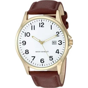 Amazon Essentials Men's Easy to Read Strap Watch