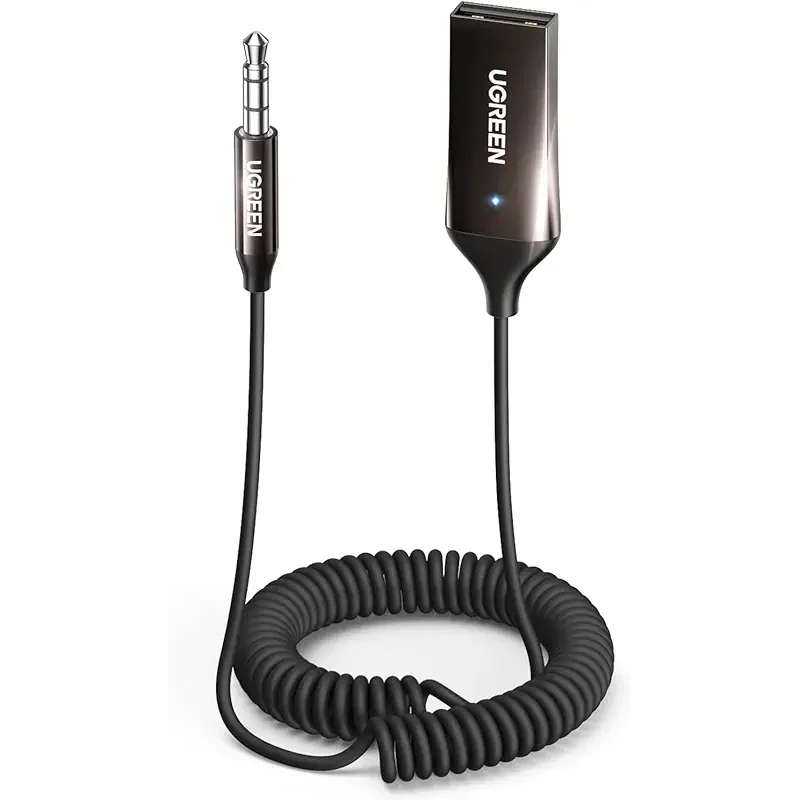 UGREEN Aux to Bluetooth 5.4 Adapter 3.5mm Bluetooth Receiver for Car USB 2.0 to 3.5mm Jack Kit with Built-in Microphone Aux Input for Hands-Free Calls Compatible with Car Speaker and Home Audio