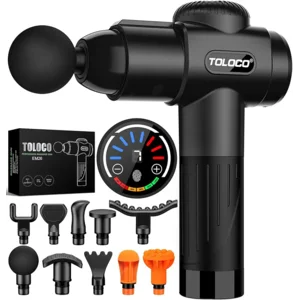 TOLOCO Massage Gun, Deep Tissue Back Massage for Athletes for Pain Relief, Percussion Massager with 10 Massages Heads & Silent Brushless Motor, Christmas Gifts for Women, Men, Black
