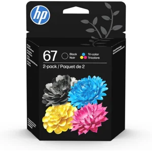 HP 67 Black/Tri-color Ink Cartridges (2 Count - Pack of 1) | Works with DeskJet 1255, 2700, 4100, ENVY 6000, 6400 | Instant Ink Eligible | 3YP29AN | Packaging May Vary